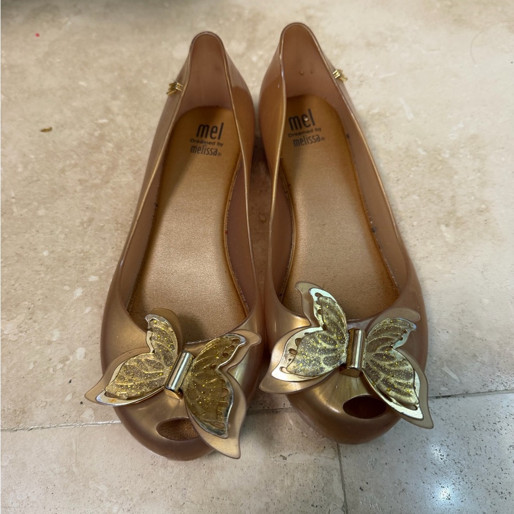 Melissa kids Metallic Butterfly Flats